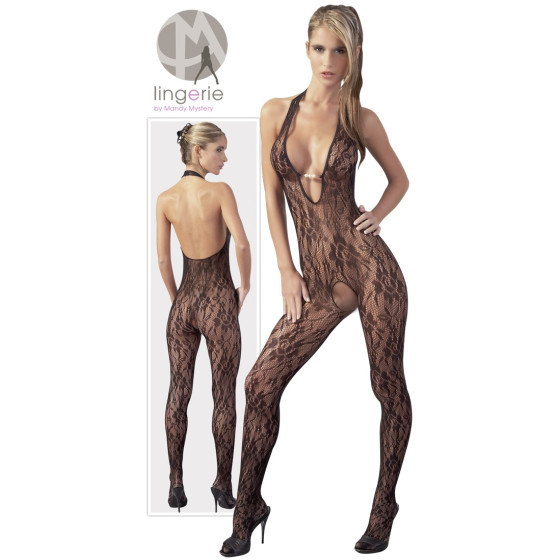 Catsuit din dantela decorat cu margele