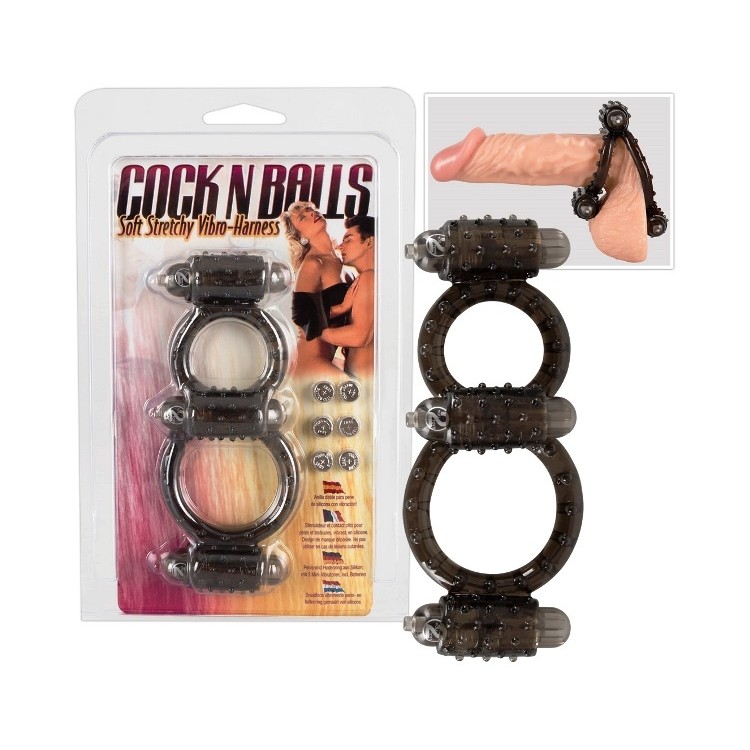 Inele pentru penis Cock'n balls vibro harness
