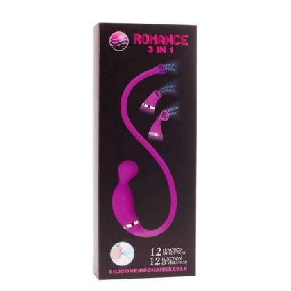 Vibrostimulator clitoridian cu vacuum 3 in 1 cu 24 de functii Pretty Love Romance USB