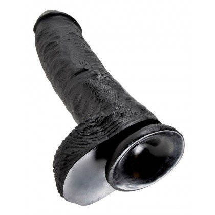 Dildo cu testicule King Cock negru 25.4cm