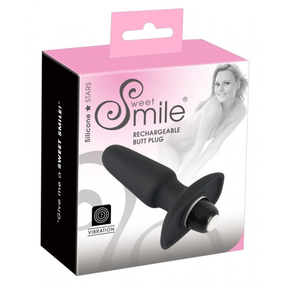 Vibrator anal Smile Butt Plug negru 14 cm