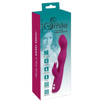 Vibrator Rabbit Smile pentru punctele A si G mov 23,6 cm