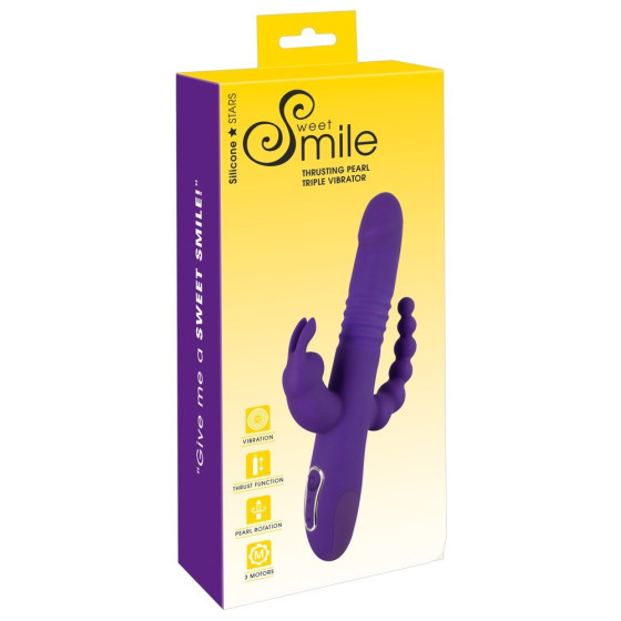 Vibrator Rabbit Smile Triple Thrusting Pearl 26 cm | xtoys.ro