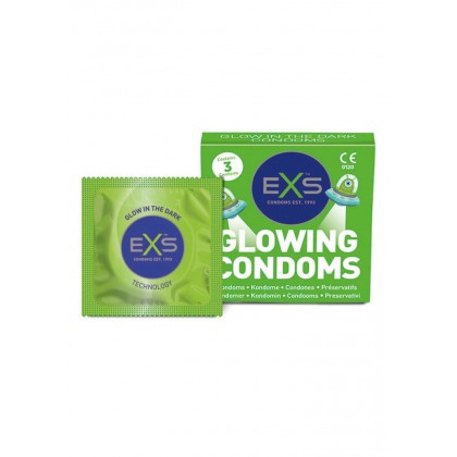 Prezervative vegane fosforescente EXS 3 buc