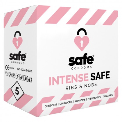 Prezervative cu nervuri si puncte Safe Intense Safe 5 buc