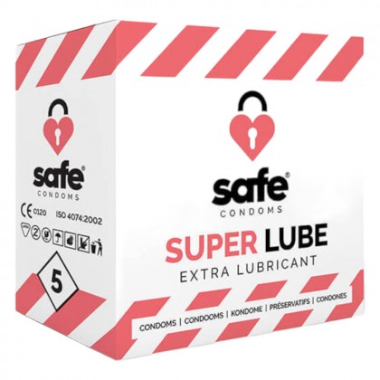 Prezervative extra lubrifiate Safe Super Lube 5 buc
