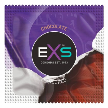 Prezervative negre EXS cu aroma de ciocolata 100 buc