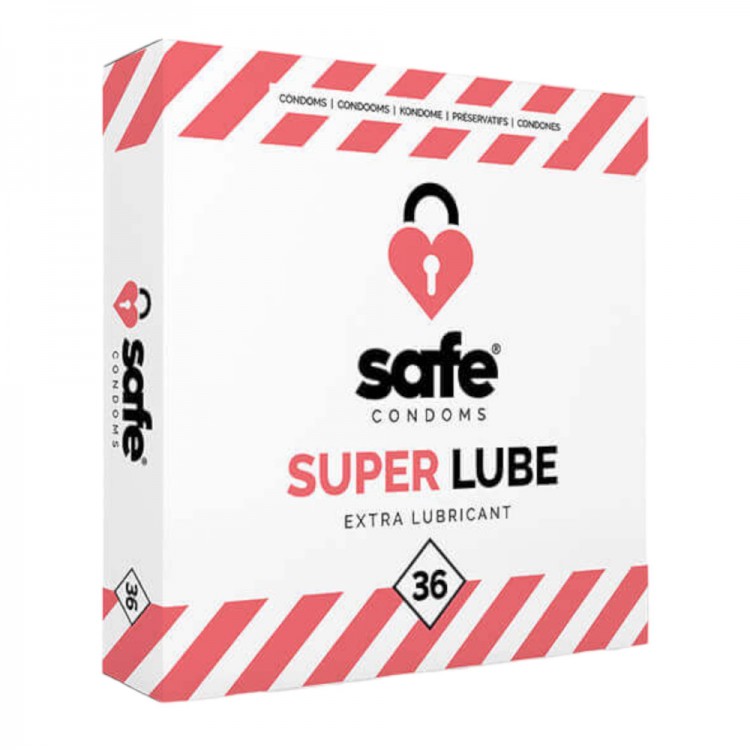 Prezervative extra lubrifiate Safe Super Lube 36 buc