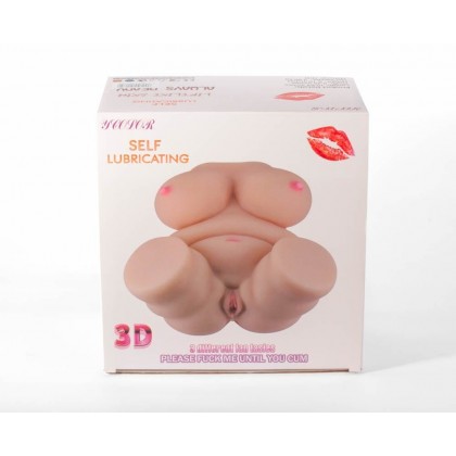 Masturbator torso 3D cu 2 orificii Mistress V