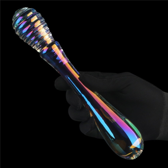 Dildo dublu multicolor din sticla Lovetoy Twin Pleasures 20,5 cm