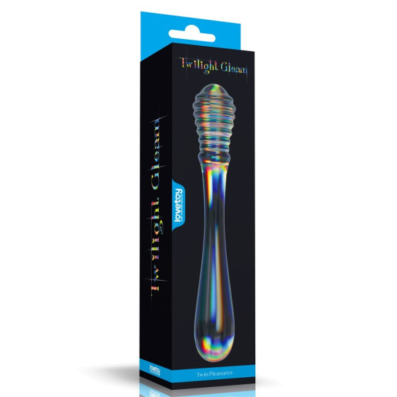 Dildo dublu multicolor din sticla Lovetoy Twin Pleasures 20,5 cm