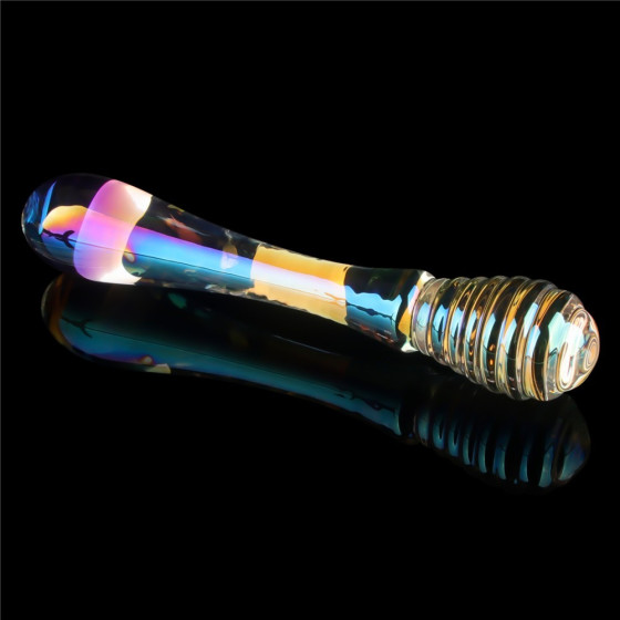 Dildo dublu multicolor din sticla Lovetoy Twin Pleasures 20,5 cm