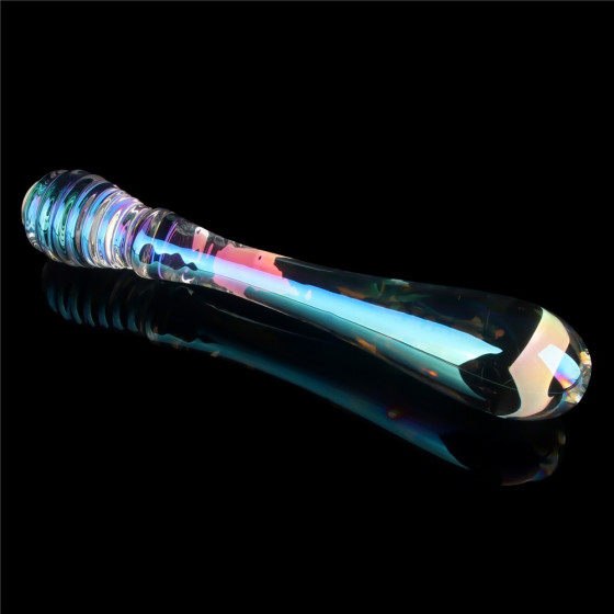 Dildo dublu multicolor din sticla Lovetoy Twin Pleasures 20,5 cm