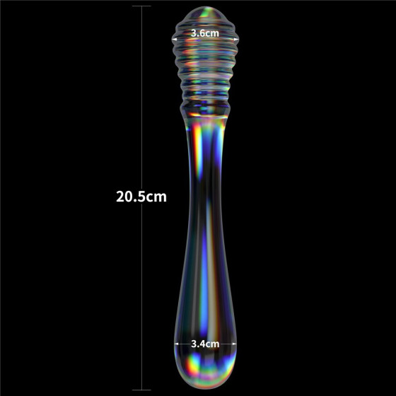 Dildo dublu multicolor din sticla Lovetoy Twin Pleasures 20,5 cm