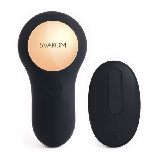 Vibrator unisex prostata si punct G Swakom Vick negru remote 10 cm