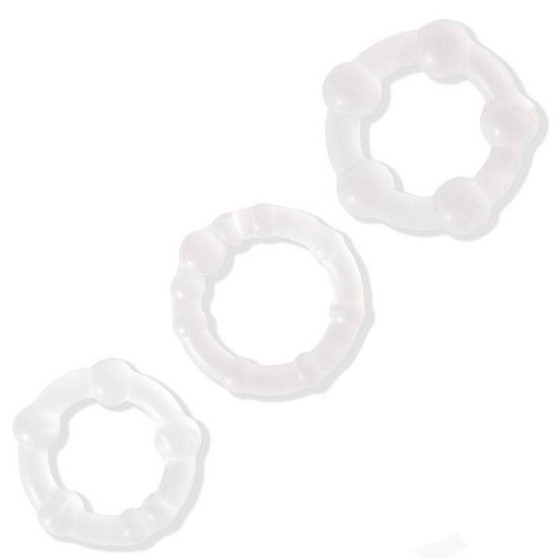 Set 3 inele cu margele pentru penis Lovetoy transparente