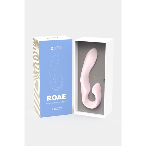 Vibrator tripla stimulare Zini Roae roz 19,5 cm