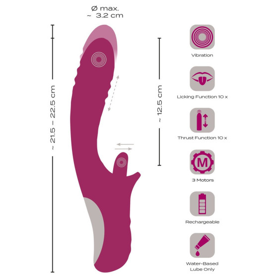 Vibrator punct G si clitoris Javida Licking and Thrusting 21,5 cm