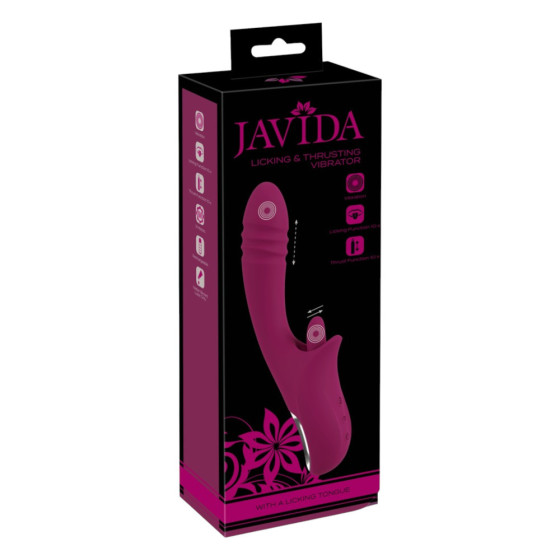 Vibrator punct G si clitoris Javida Licking and Thrusting 21,5 cm