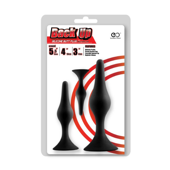 Set 3 dopuri anale cu ventuza NMC Back Up