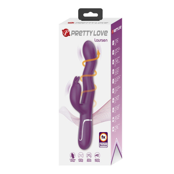 Vibrator punct G si clitoris Pretty Love Laursen 2 mov cu rotatie 24,9 cm