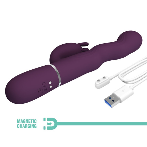Vibrator punct G si clitoris Pretty Love Laursen 2 mov cu rotatie 24,9 cm