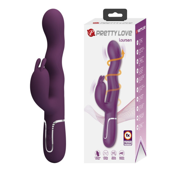 Vibrator punct G si clitoris Pretty Love Laursen 2 mov cu rotatie 24,9 cm