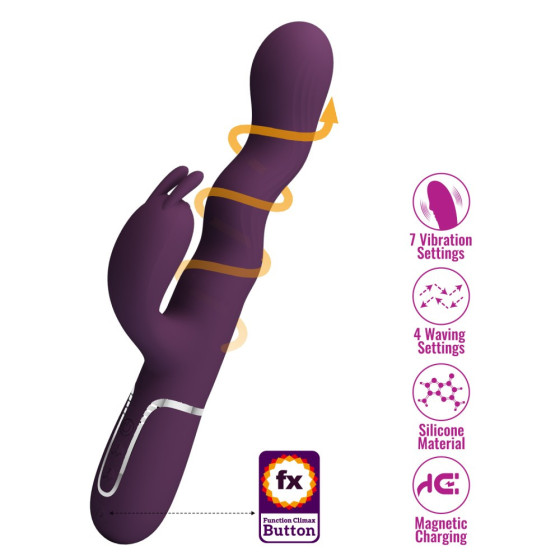 Vibrator punct G si clitoris Pretty Love Laursen 2 mov cu rotatie 24,9 cm