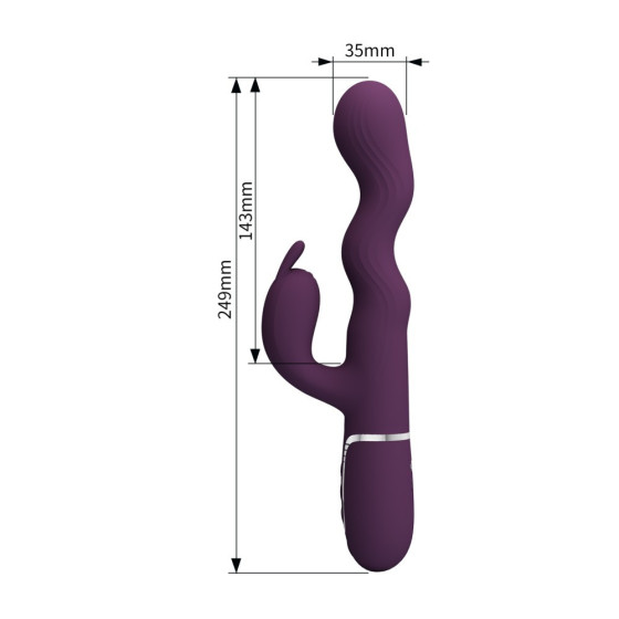 Vibrator punct G si clitoris Pretty Love Laursen 2 mov cu rotatie 24,9 cm