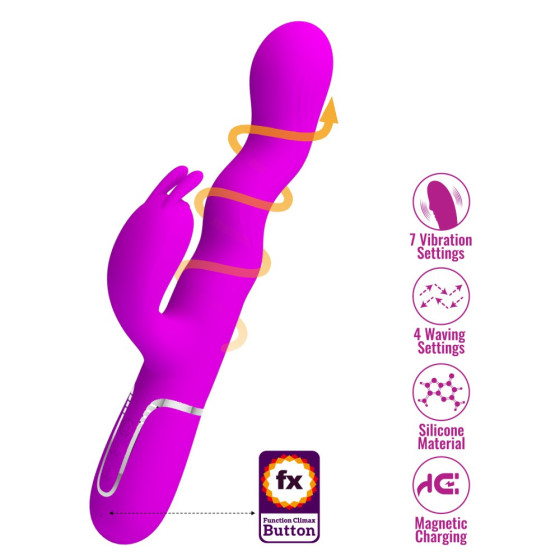 Vibrator punct G si clitoris Pretty Love Laursen 1 mov cu rotatie 24,9 cm