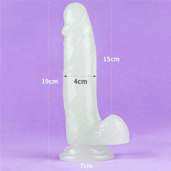 Dildo cu ventuza Lovetoy Lumino Play Glow in the Dark 19 cm