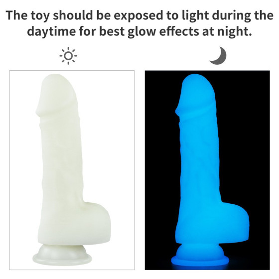Dildo cu ventuza Lovetoy Lumino Play Glow in the Dark 19,3 cm