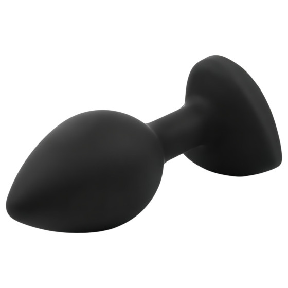 Dop anal silicon negru cu piatra inima alba Sunfo