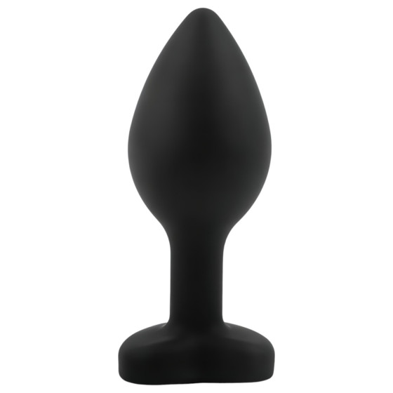 Dop anal silicon negru cu piatra inima alba Sunfo