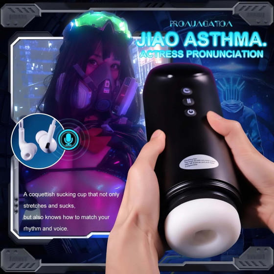 Masturbator Leopard Up and Down cu vibratii si aspiratie negru