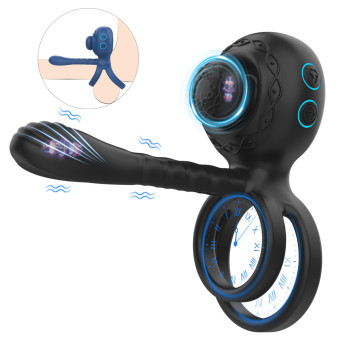 Inel pentru penis si vibrator pentru cupluri 2 in 1 Biu-Biu