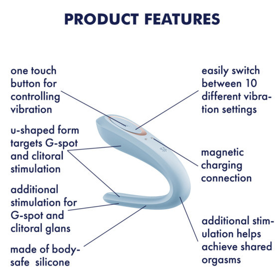 Vibrator pentru cupluri Satisfyer Double Classic albastru IPX7