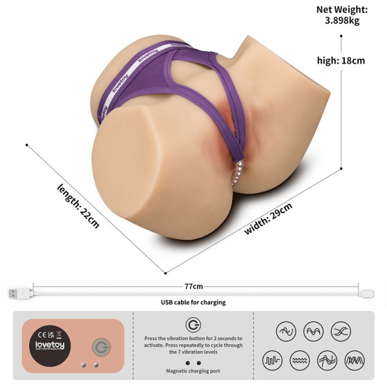 Masturbator bust cu vibratii dublu Lovetoy Streetgirl Pulse Box Natur dual motor