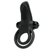 Inel vibrator pentru penis cu stimulator clitoridian Pretty Love negru