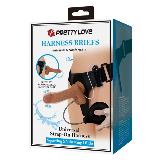 Chiloti Strap-on cu dildo cu ejaculare si vibratii RC Pretty Love Oher 20 cm