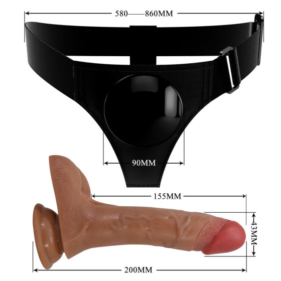 Chiloti Strap-on cu dildo cu ejaculare si vibratii RC Pretty Love Oher 20 cm